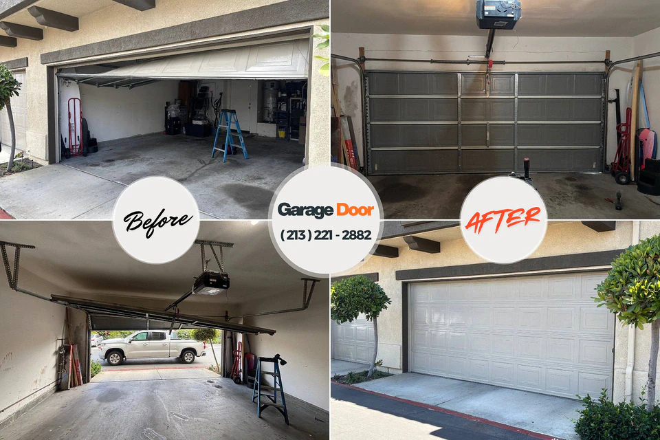 Before and after: garage door repair Southport, IN